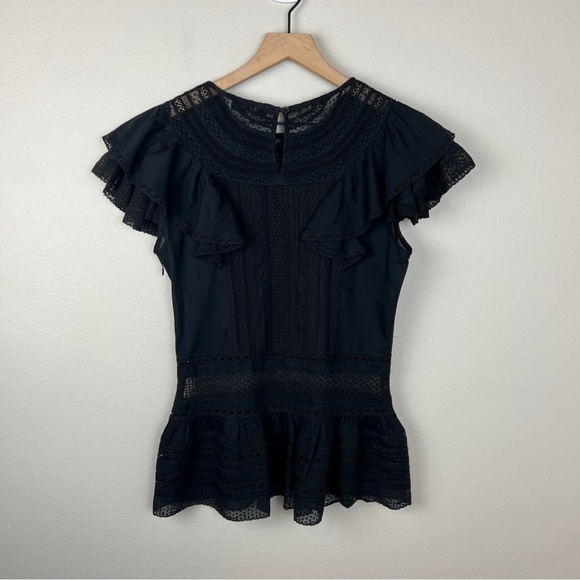SEA New York Black Lace Ruffle Top - Picture 3 of 6